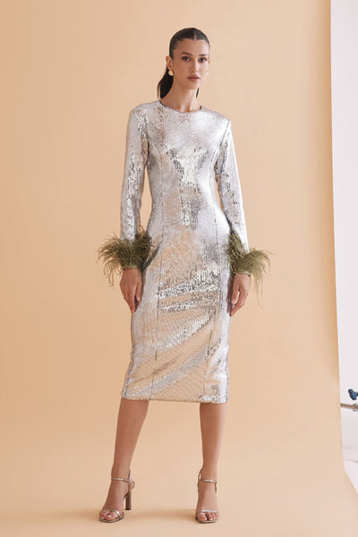 Angie Silver Sequin Dress - Zabella