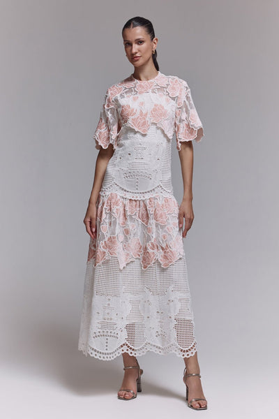 Beth Apricot Lace Dress - Zabella