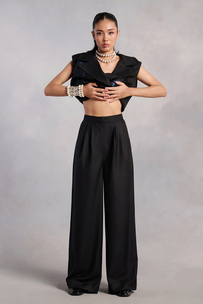 Emery Black Flared Trousers - Zabella