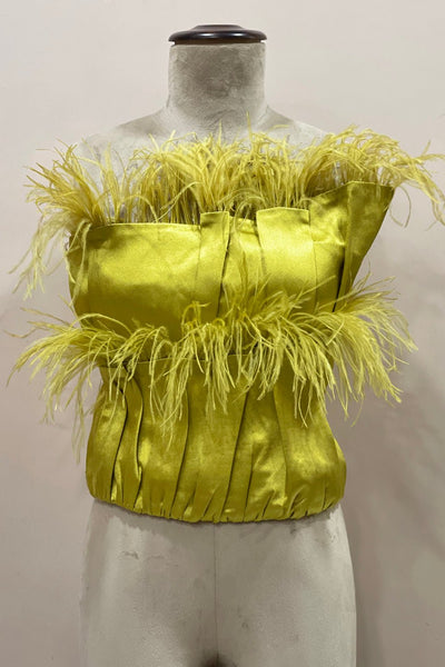 Lemon Satin Feather Top - Zabella